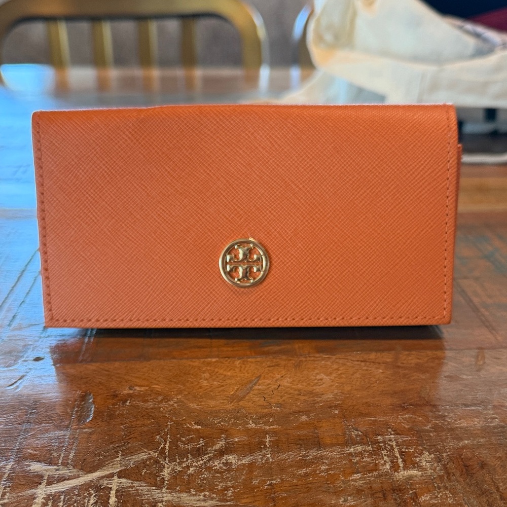 Tory Burch Coral sunglass holder or little carry bag with Gold Logo